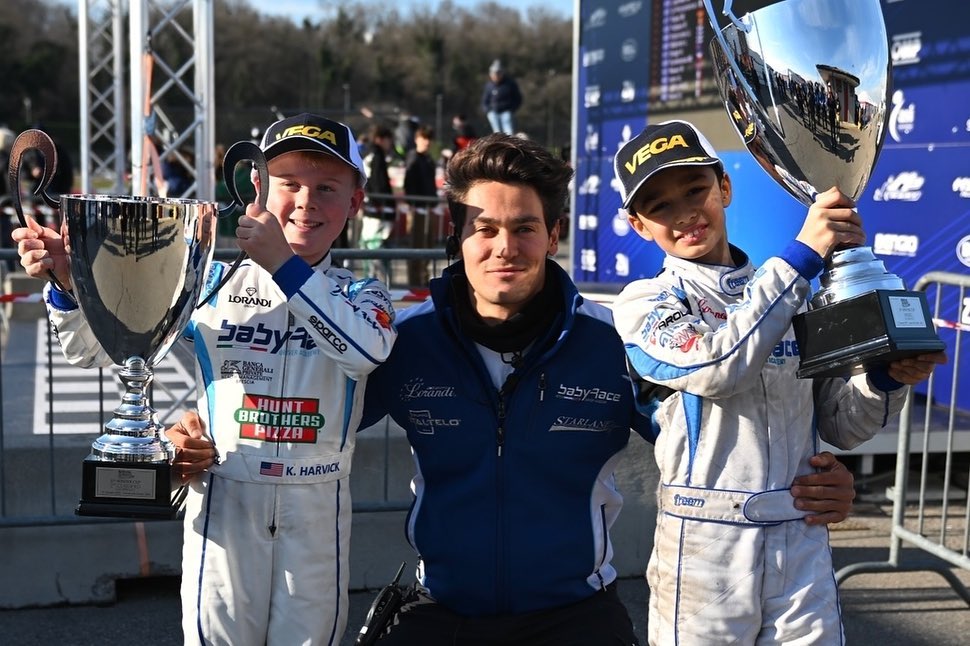 Alessio Lorandi and his BabyRace drivers celebrating victory