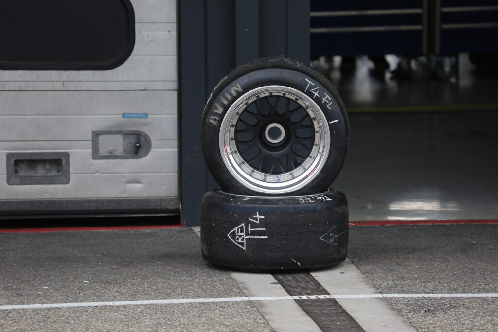 Smooth, shiny slick tire surface before use
