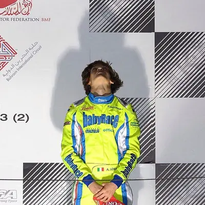 Alessio Lorandi on the podium in Bahrain after winning the 2013 KF Junior World Championship
