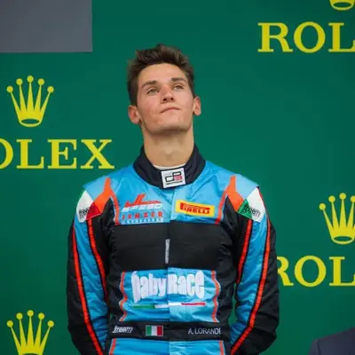 Alessio Lorandi on the GP3 podium at Silverstone